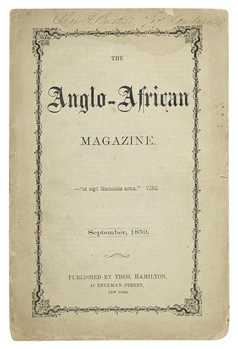 HARPER, FRANCES ELLEN W; MARTIN R. DELANY, ET AL. The Anglo-African Magazine.